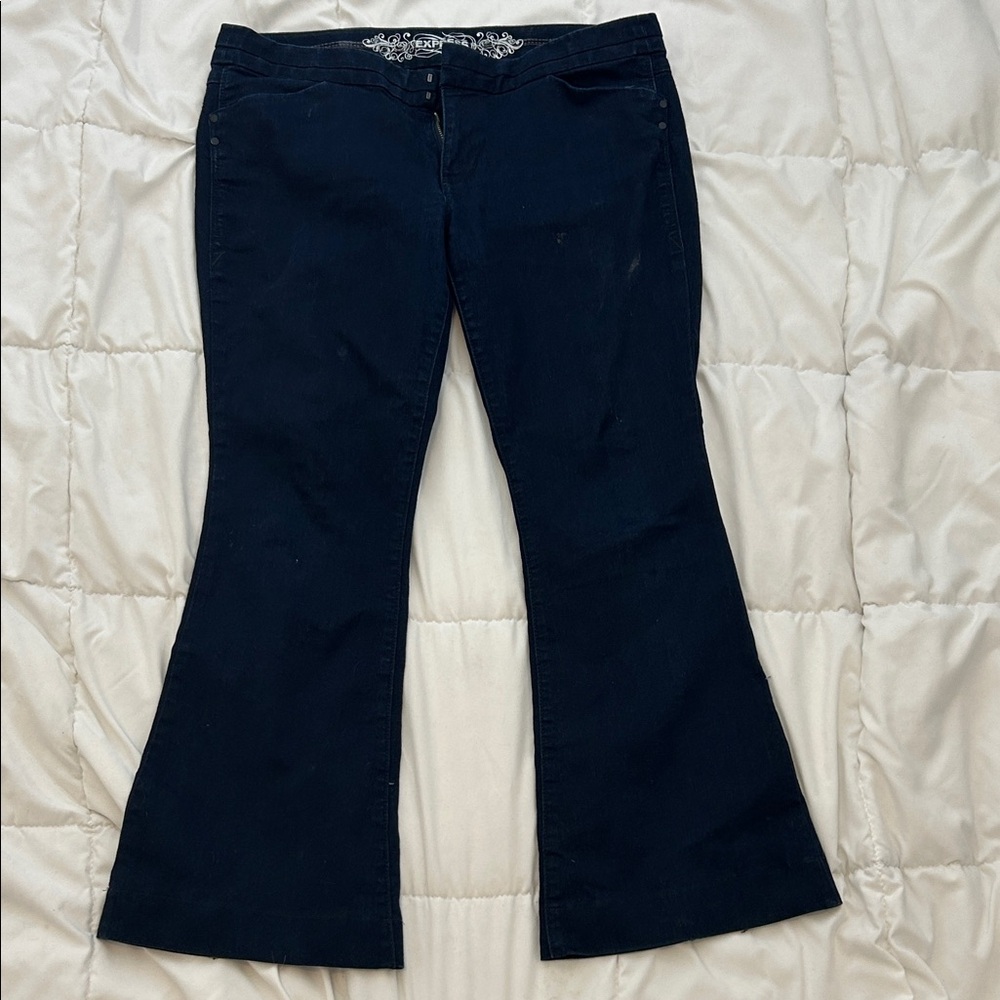 Express Dark Blue Flare Jeans
